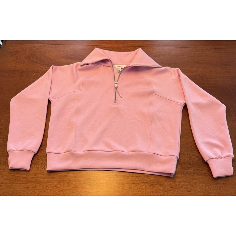 Spanx Air Essentials Half Zip Pullover Size Small Petite Pink Ultra Soft NWOT - Picture 3 of 11